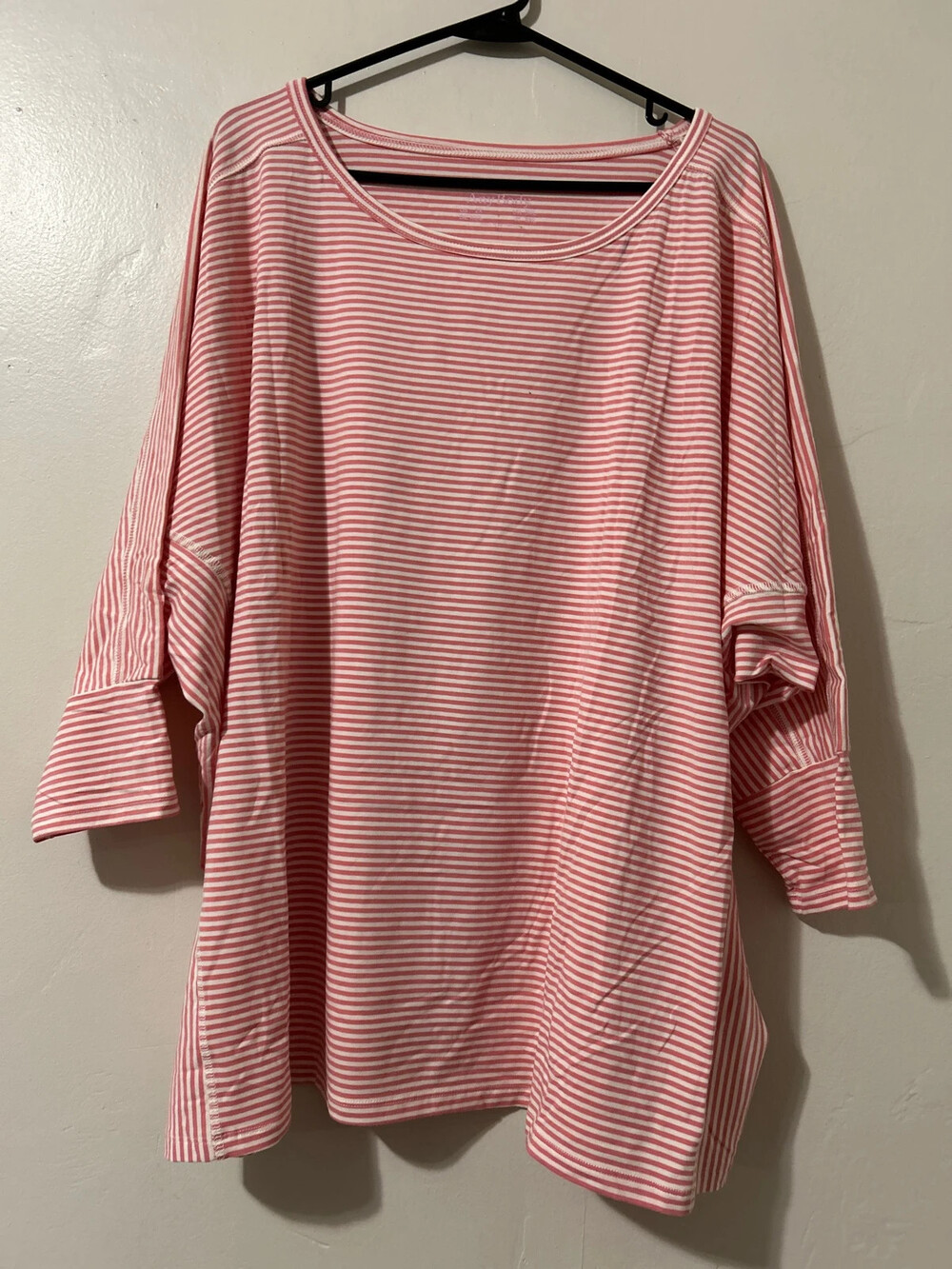 Título: AnyBody women’s striped oversized tunic top pink & white 2X